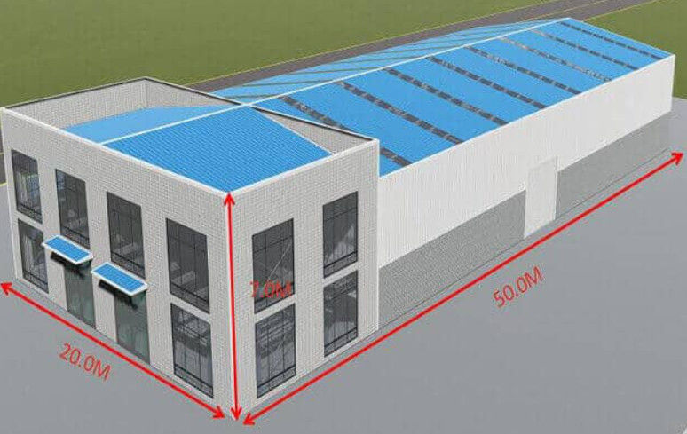 Düşük maliyetli metal binalar Atölyesi Hangar Çelik çerçeve Prefabrik çelik yapı Depo